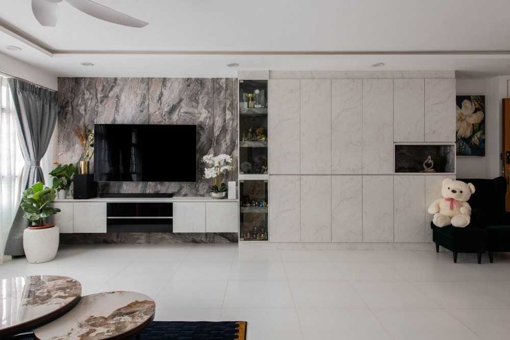 Modern Living Room with TV Console and Feature Wall