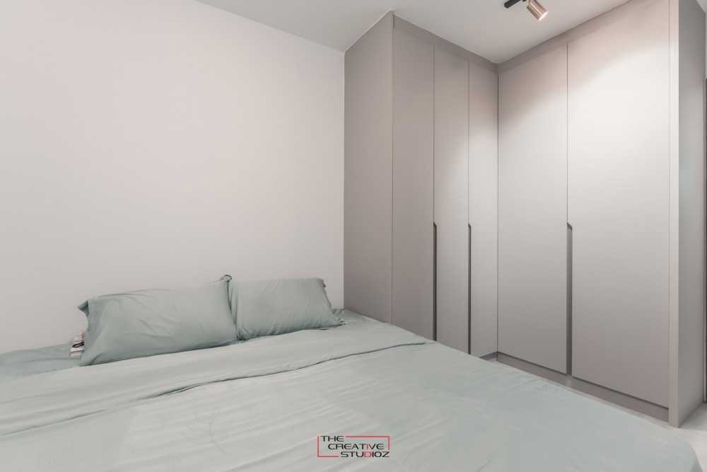 Modern Bedroom with Homogeneous Tiles and Wardrobe