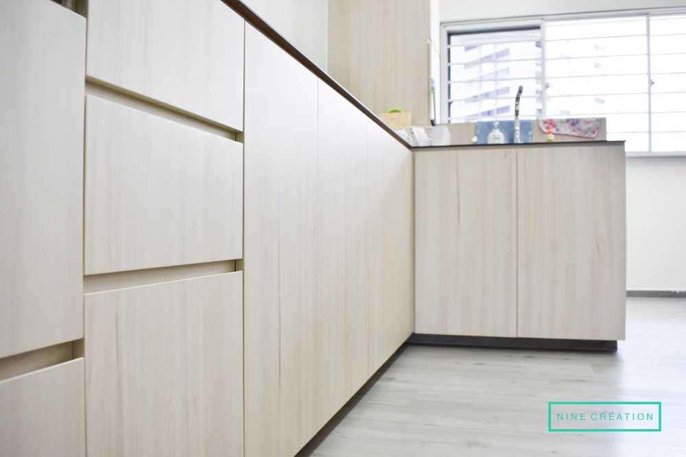 Minimalist Kitchen with Countertop and Vinyl Flooring