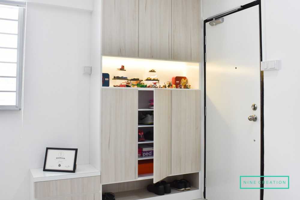 Minimalist Entryway with Seating Bench and Shoe Rack