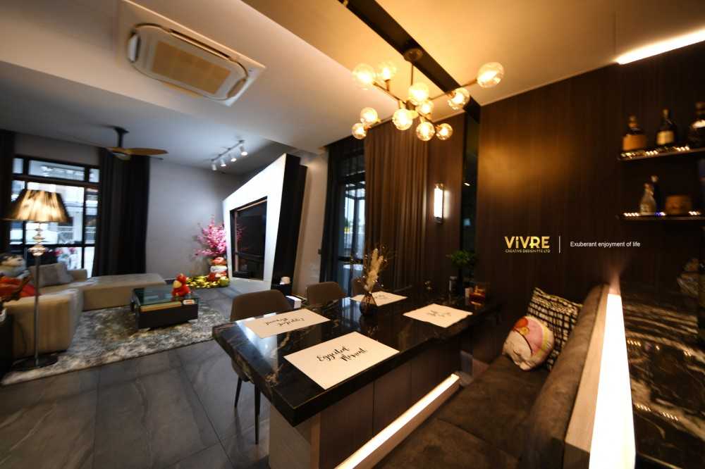 Modern Dining Room with Ceiling Light and Downlights