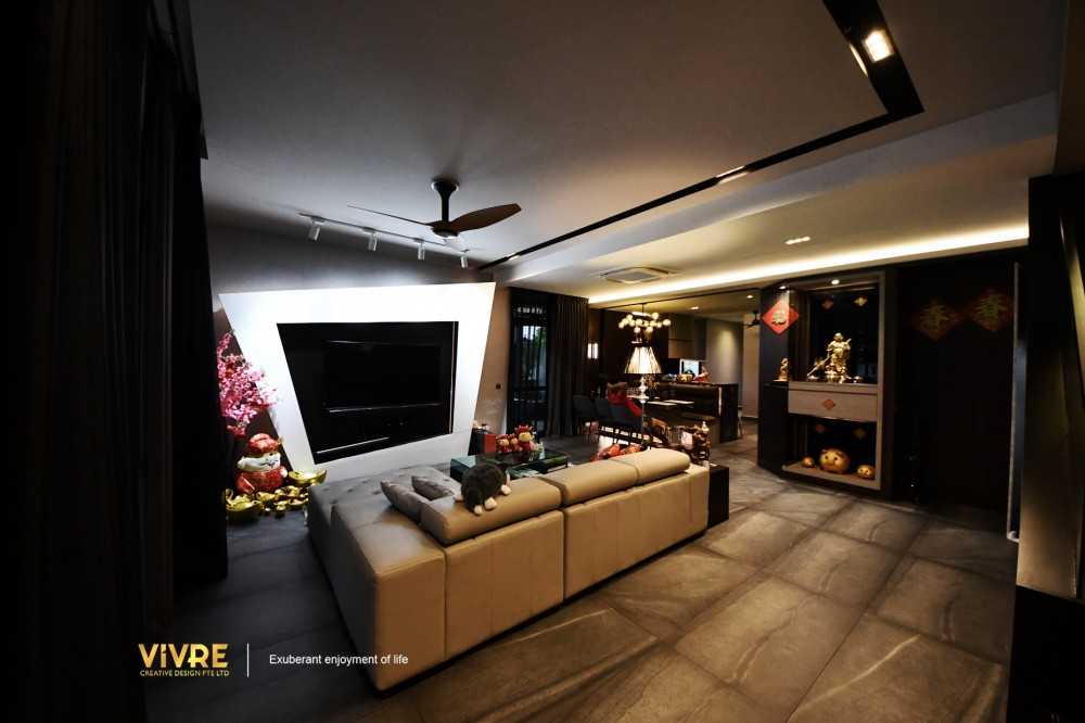 Modern Living Room with Cove Lighting and Drop Ceiling