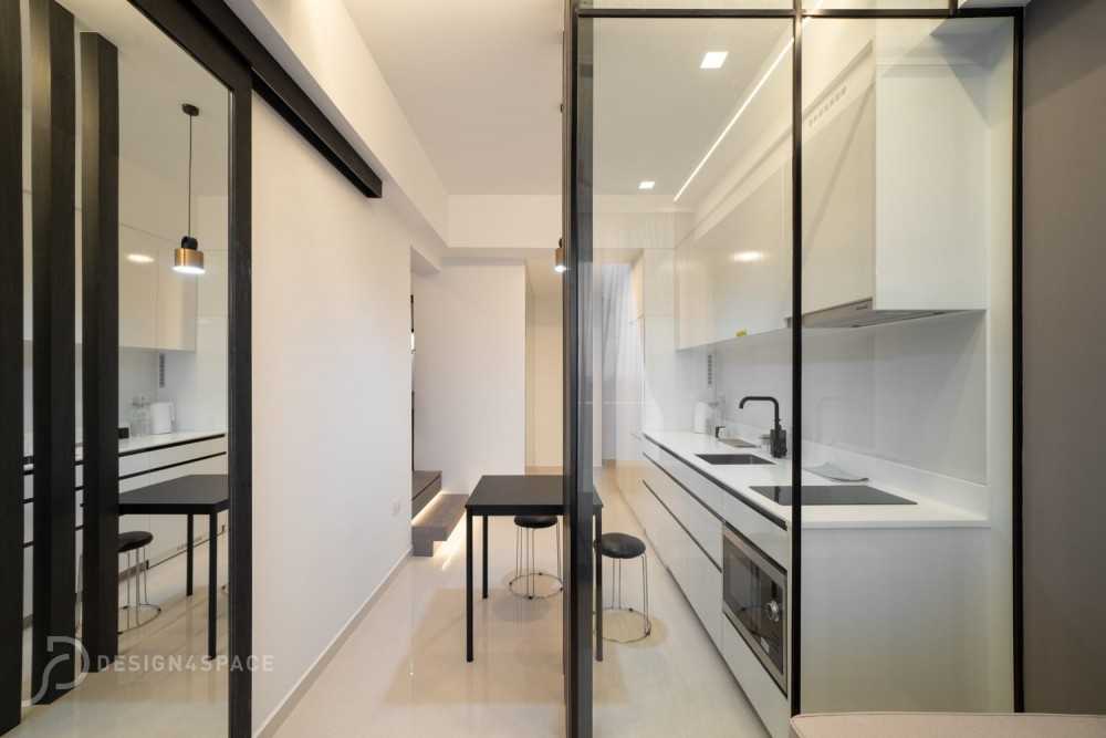 Minimalist Kitchen with Kitchen Island and Open Kitchen
