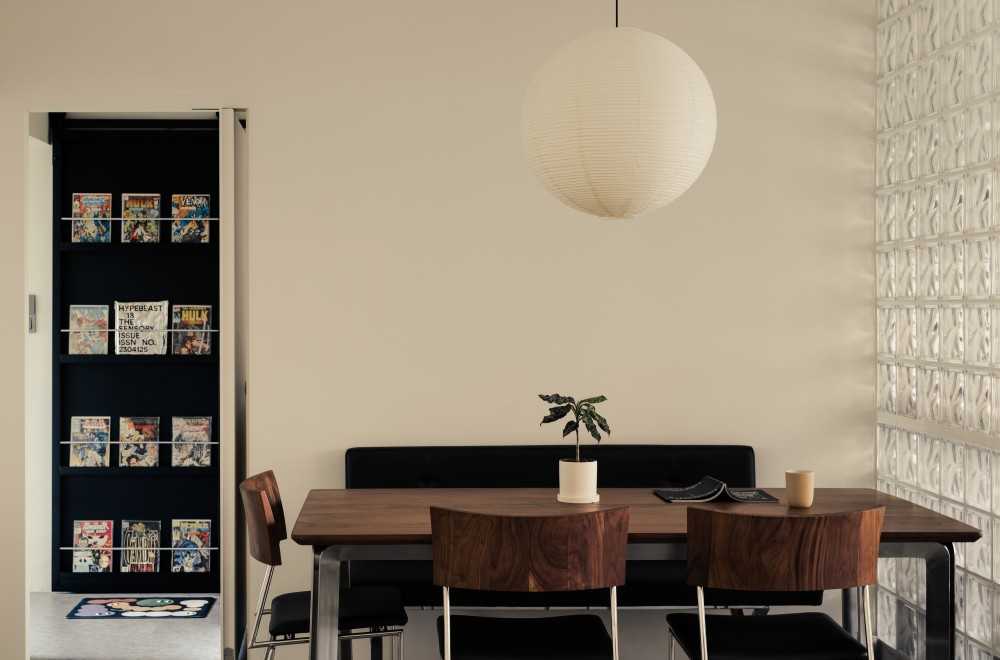 Minimalist Living Room with Dining Table and Dining Chairs