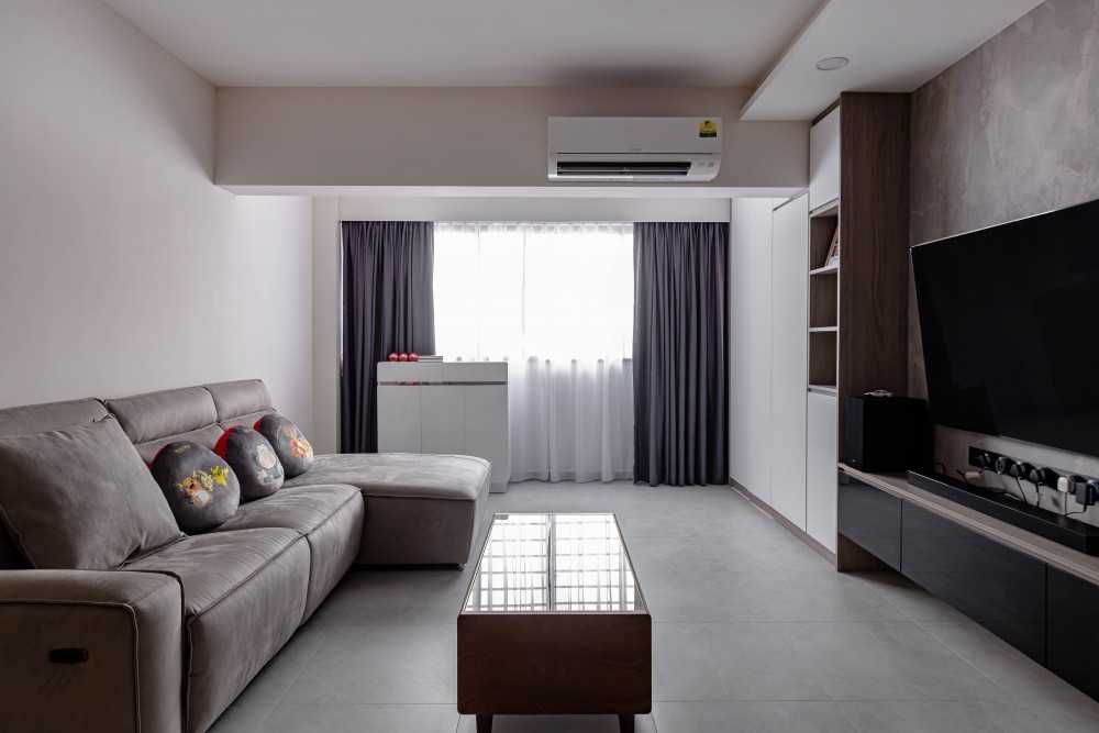 Minimalist Living Room with TV Console and Sofa