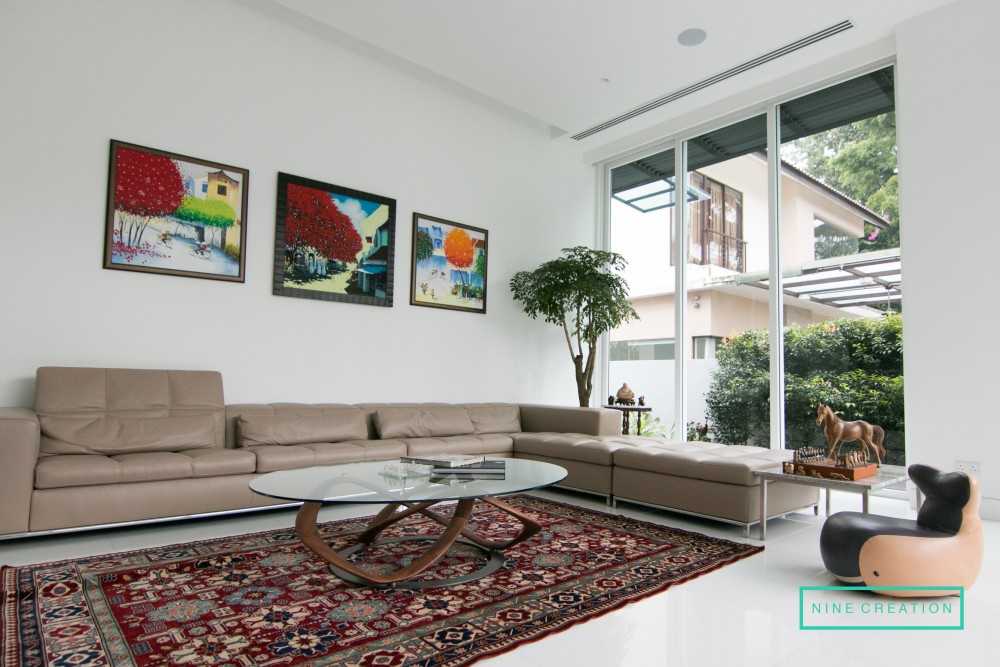 Contemporary Living Room with Homogeneous Tiles and Sofa