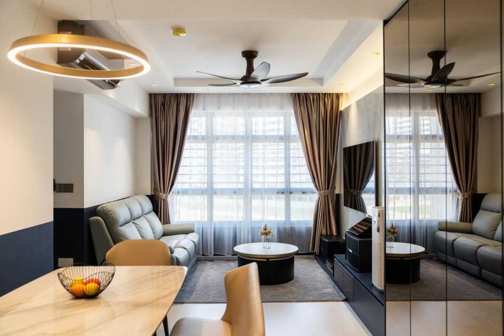 Modern Living Room with Vinyl Flooring and TV Console