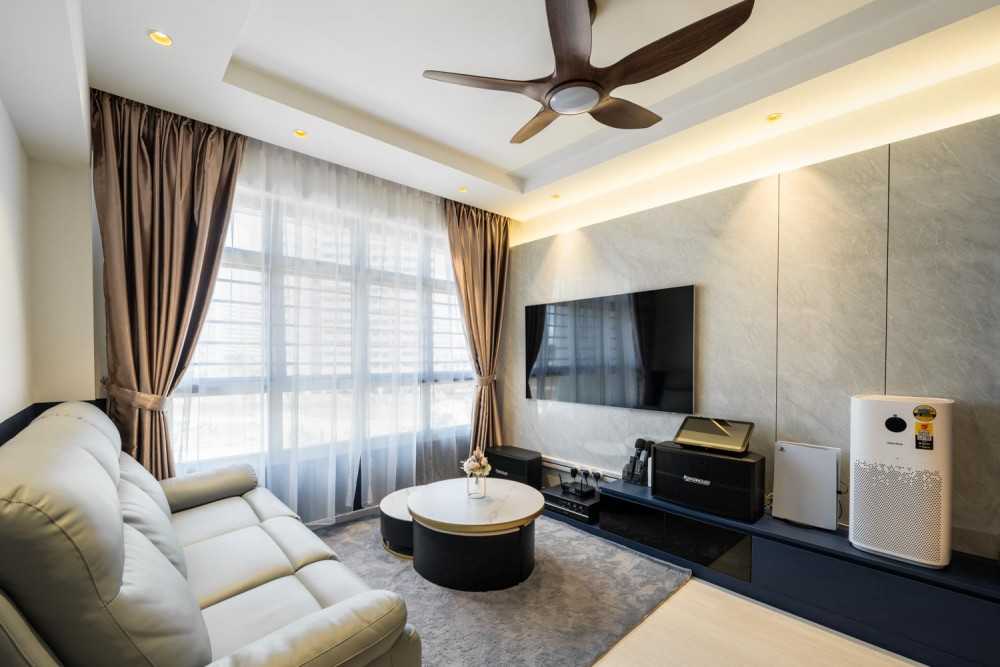 Modern Living Room with TV Console and Feature Wall