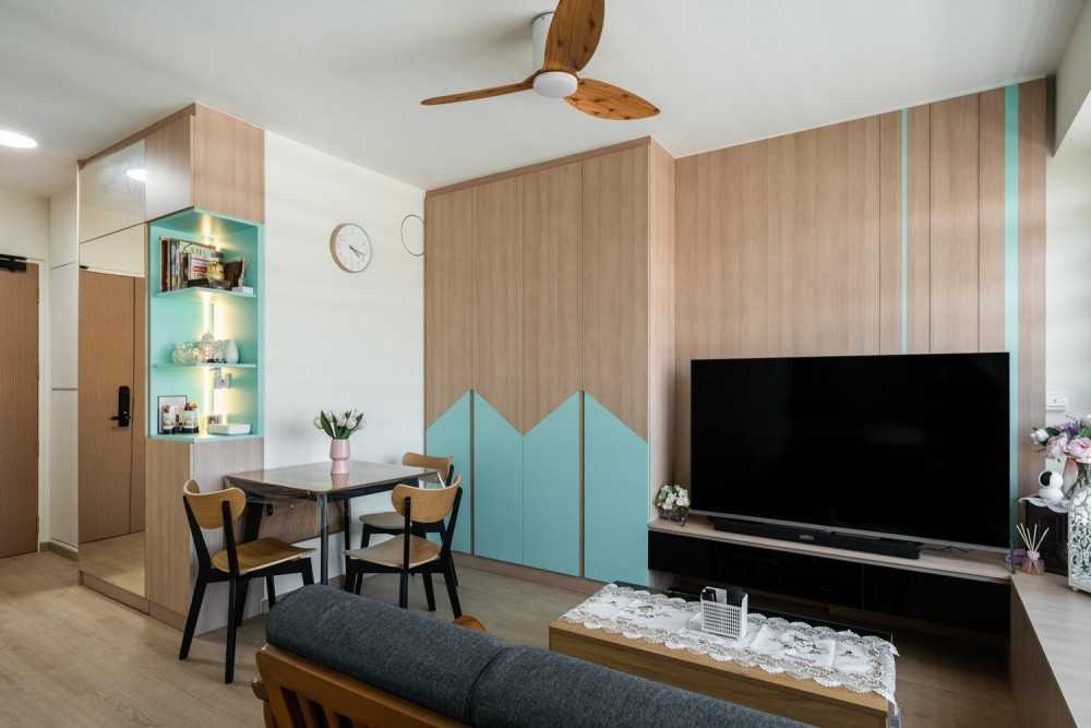 Contemporary Living Room with Settee and Vinyl Flooring