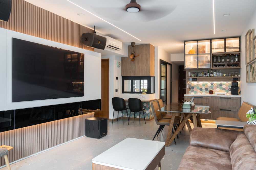 Modern Living Room with Feature Wall and Sofa