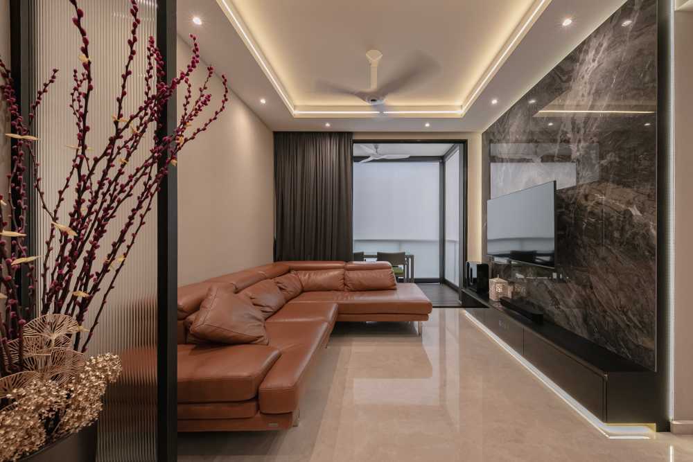 Modern Living Room with TV Console and Feature Wall