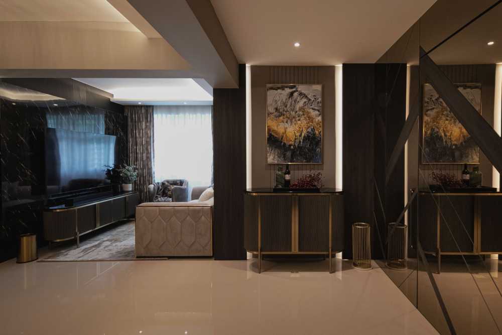 Modern Living Room with TV Console and Carpet