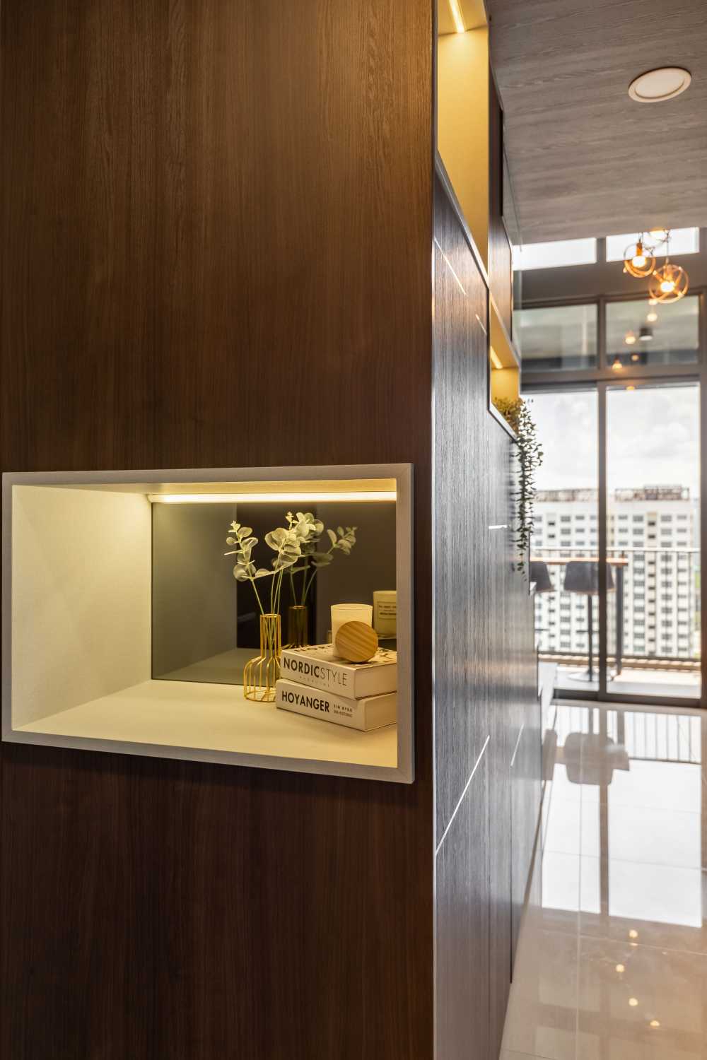 Contemporary Entryway with Mirror and Small Storage