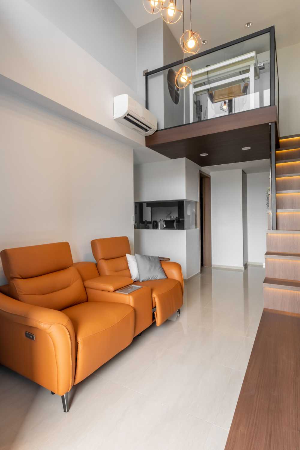 Contemporary Mezzanine with Loft and Bedside Table