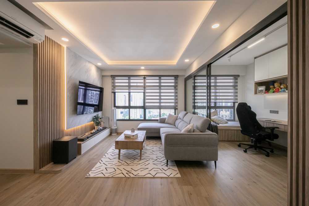 Minimalist Living Room with TV Console and Sofa