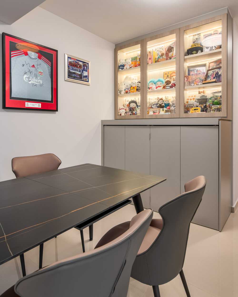 Minimalist Dining Room with Dining Table and Storage Cabinets