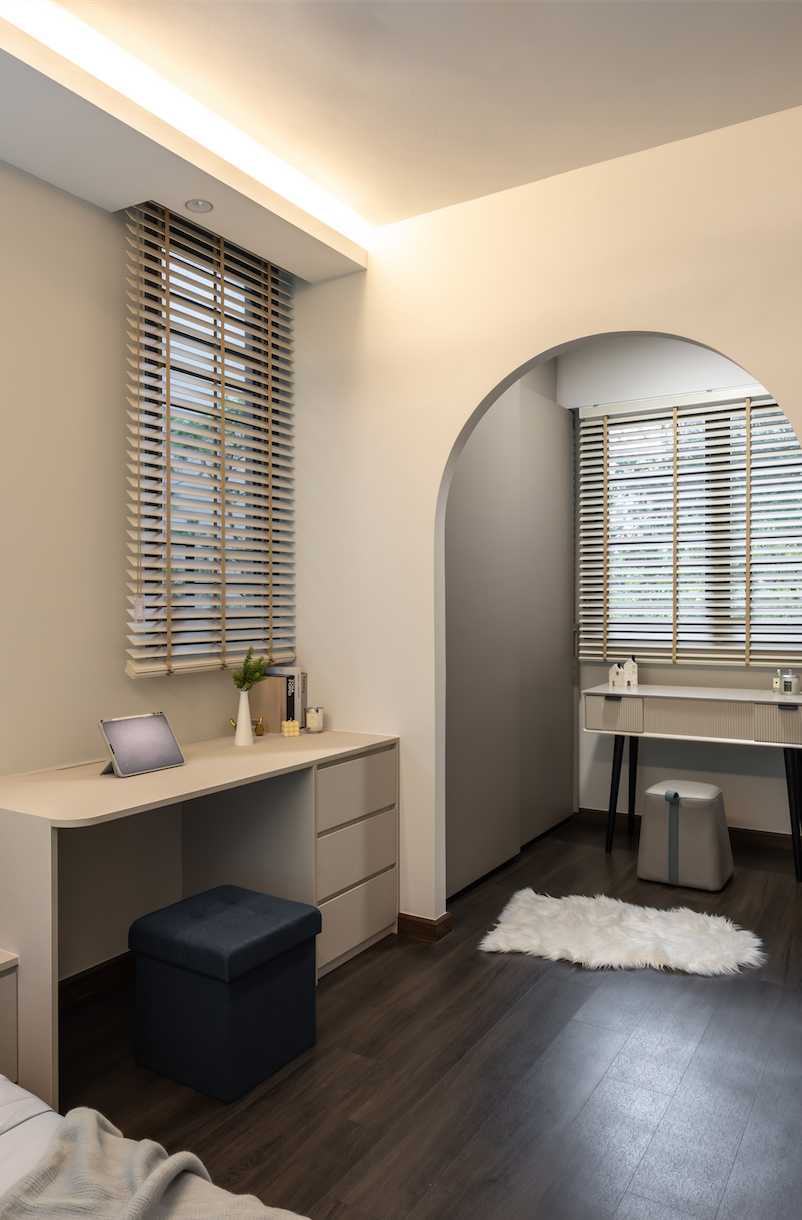 Modern Bedroom with Cove Lighting and Roller Blinds