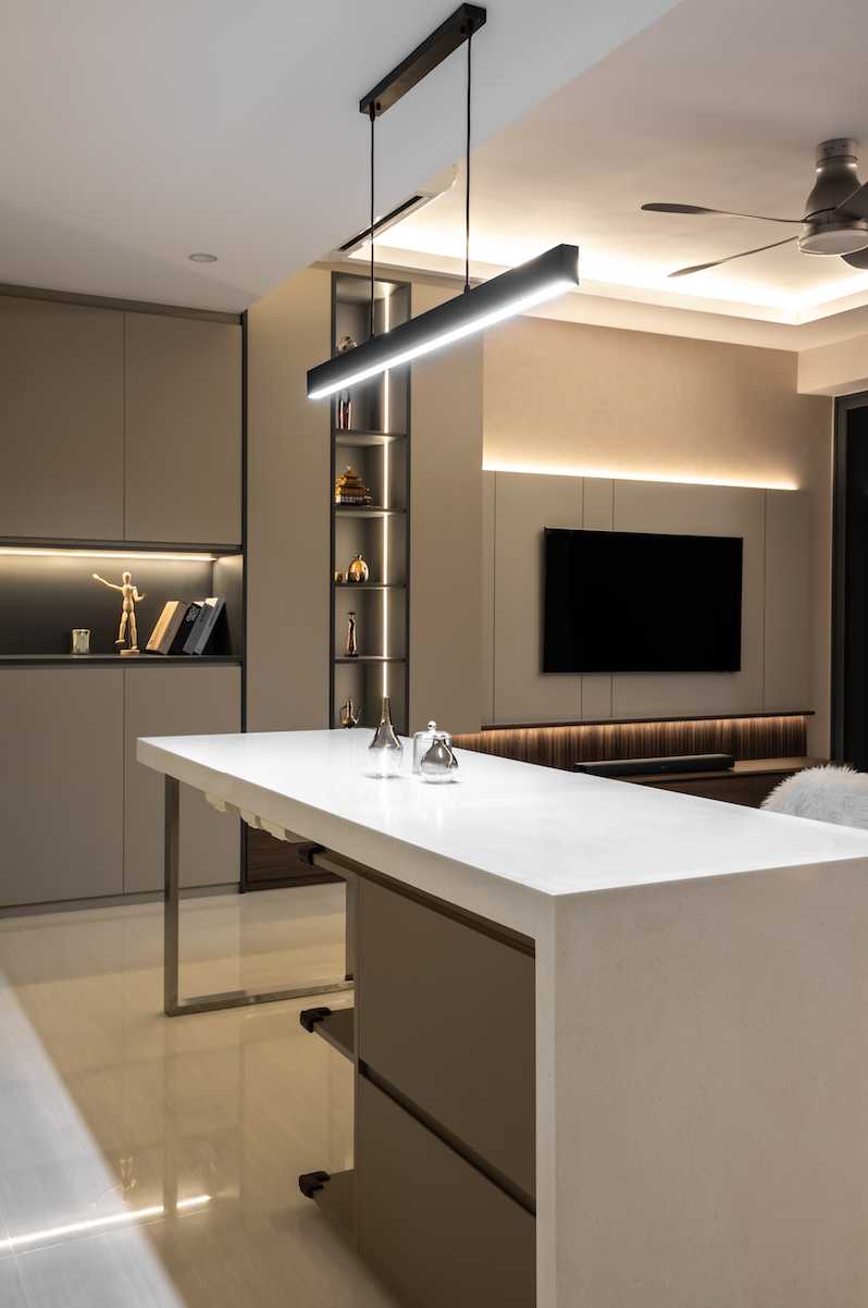 Modern Dining Room with Ceiling Light and Dining Table