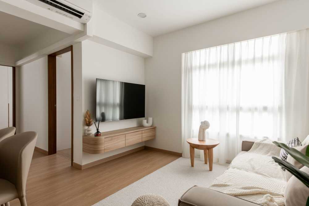 Scandinavian Living Room with TV Console and Sofa