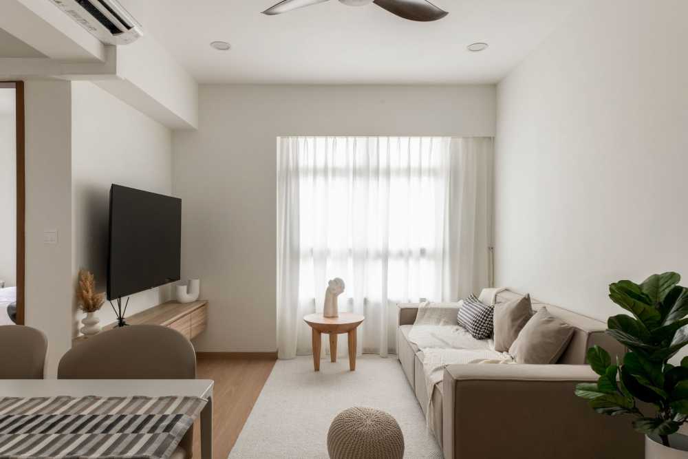 Scandinavian Living Room with TV Console and Sofa