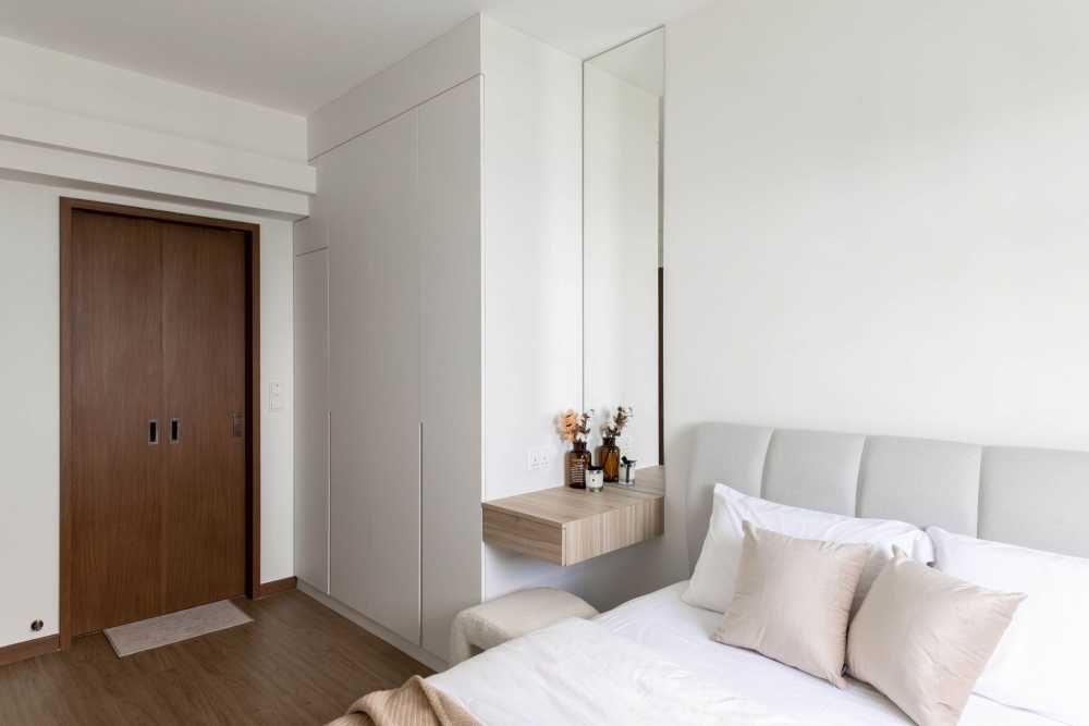 Scandinavian Bedroom with Closet and Bedside Table