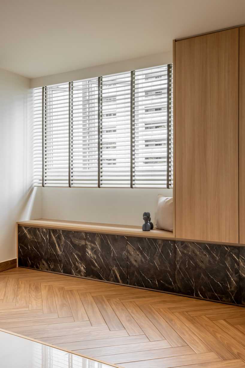 Scandinavian Entryway with Seating Bench and Storage Cabinets