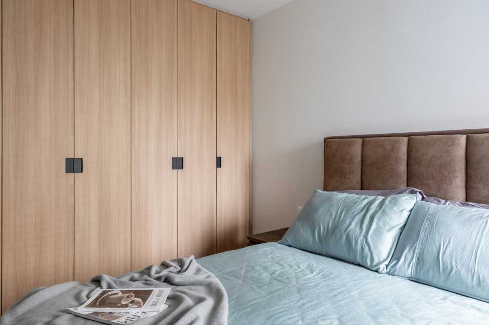 Scandinavian Bedroom with Wardrobe and Bedside Table