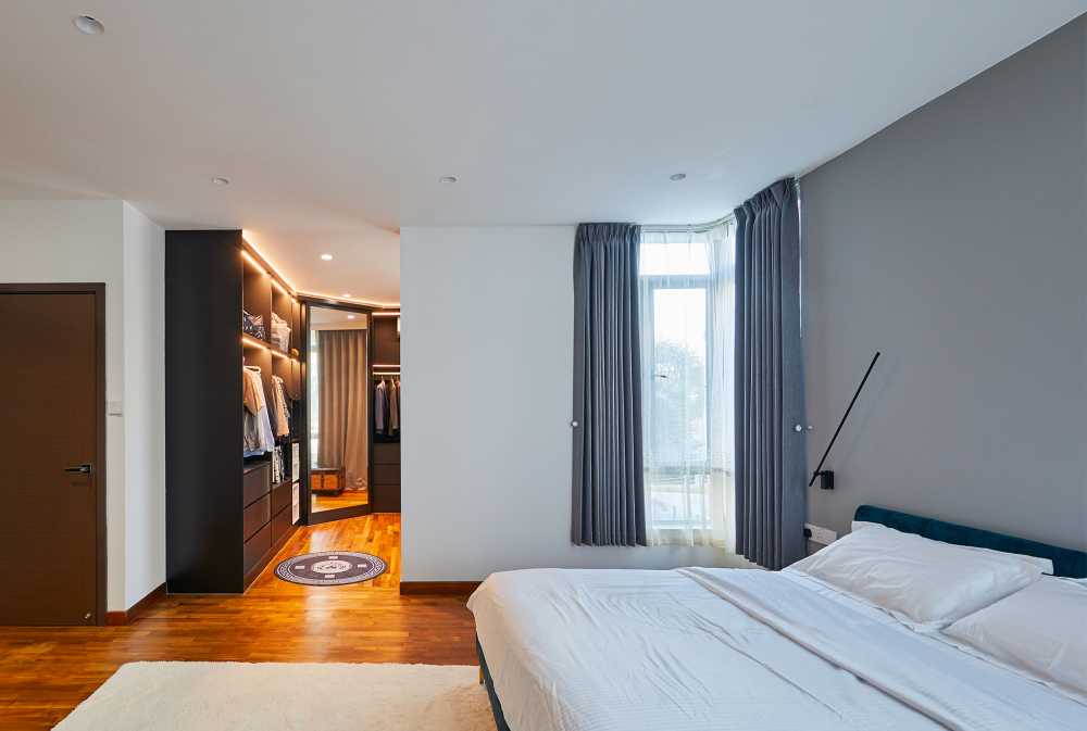 Scandinavian Bedroom with Mirror and Wardrobe