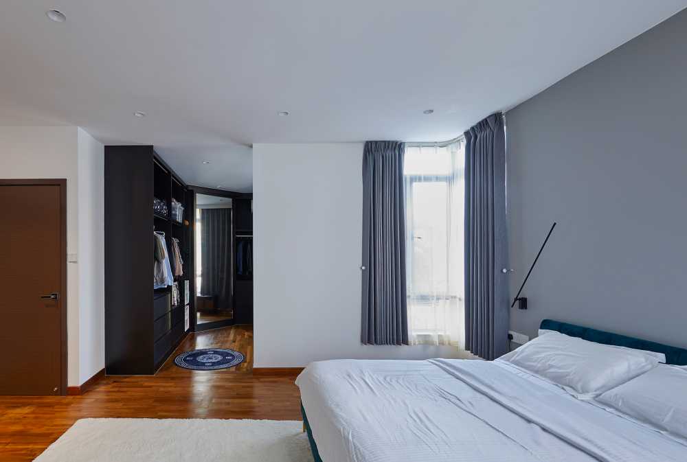 Scandinavian Bedroom with Mirror and Wardrobe