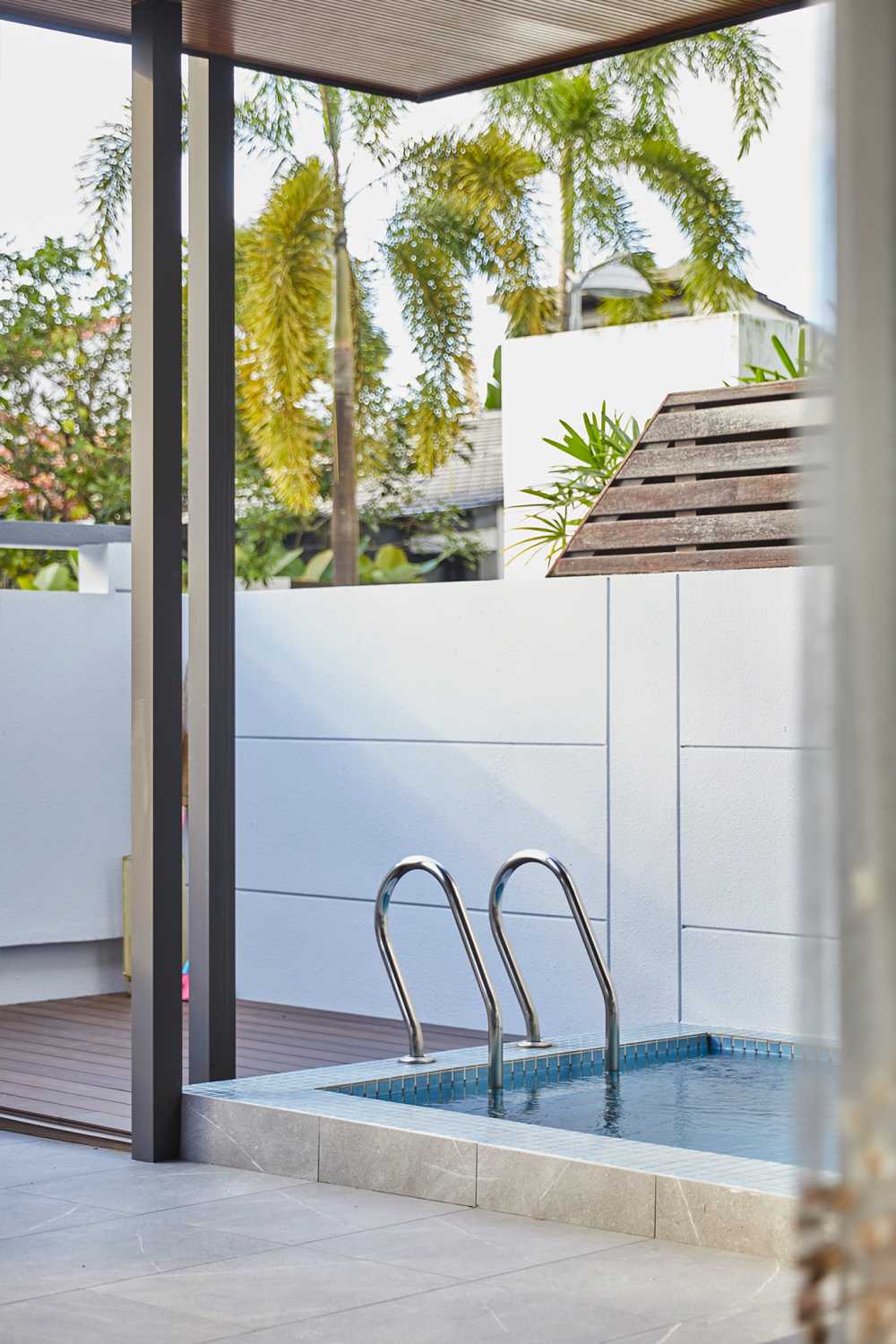 Scandinavian Pool with Paintings and Outdoor Furniture