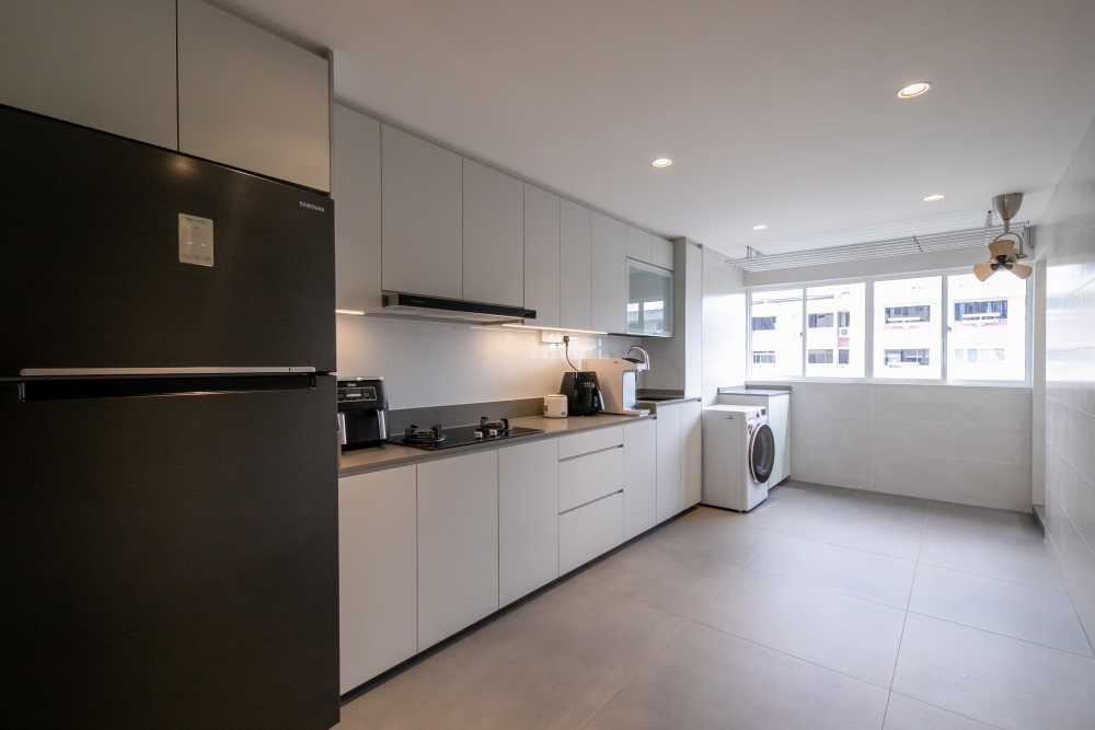 Minimalist Kitchen with Cupboard and Kitchen Accessories