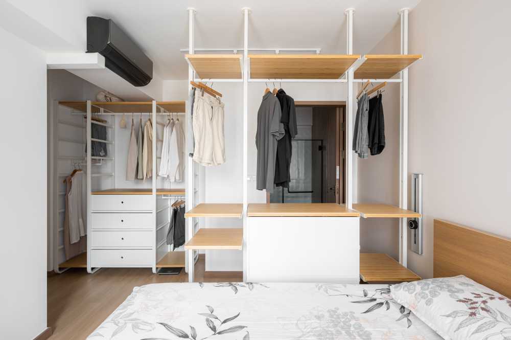 Scandinavian Bedroom with Vinyl Flooring and Wardrobe