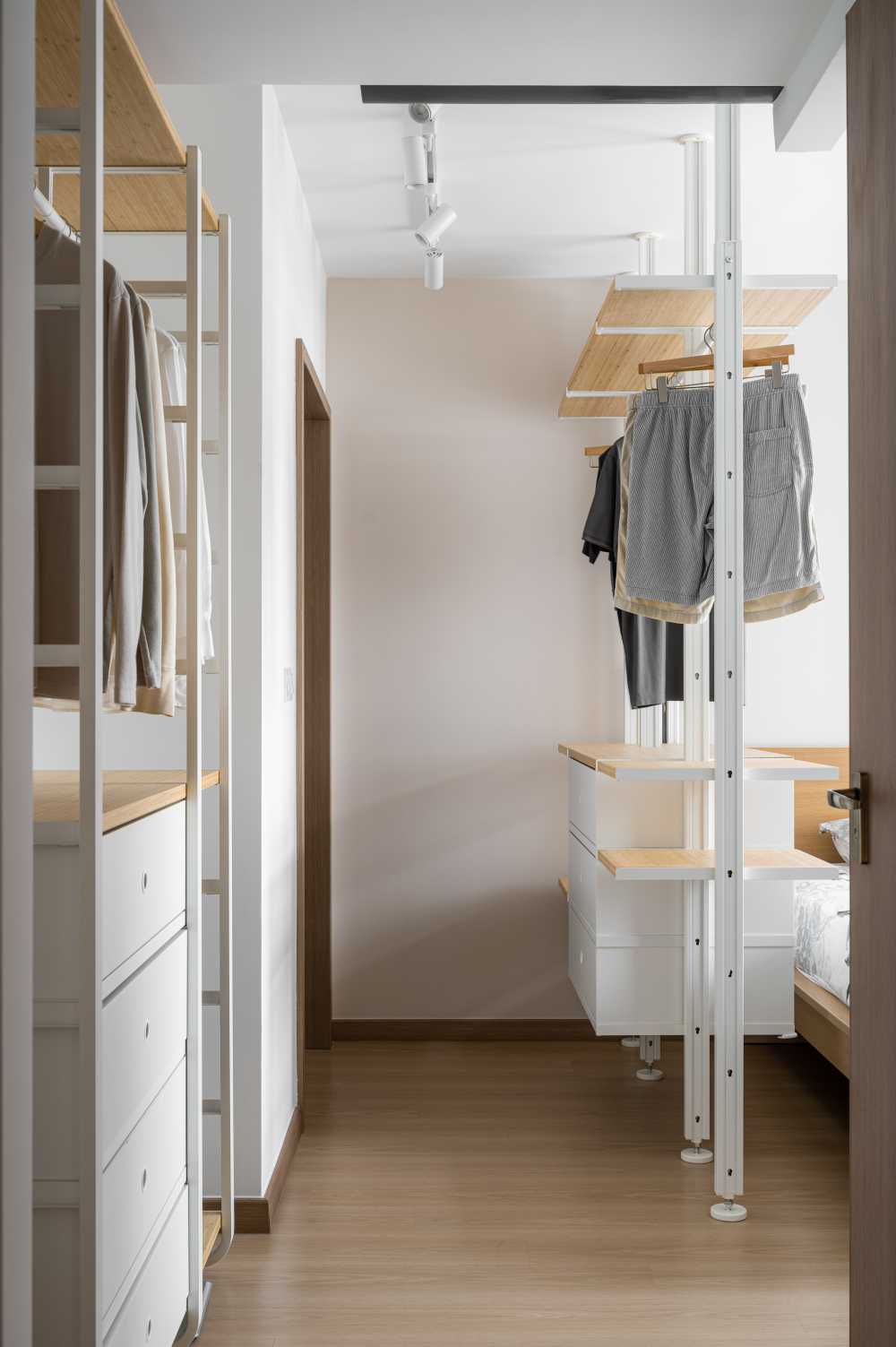 Scandinavian Bedroom with Vinyl Flooring and Flooring
