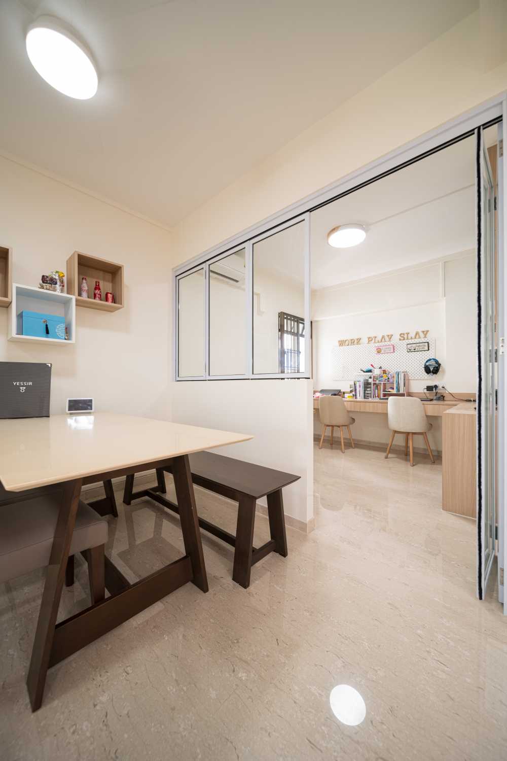 Modern Dining Room with Dining Table and Seating Bench