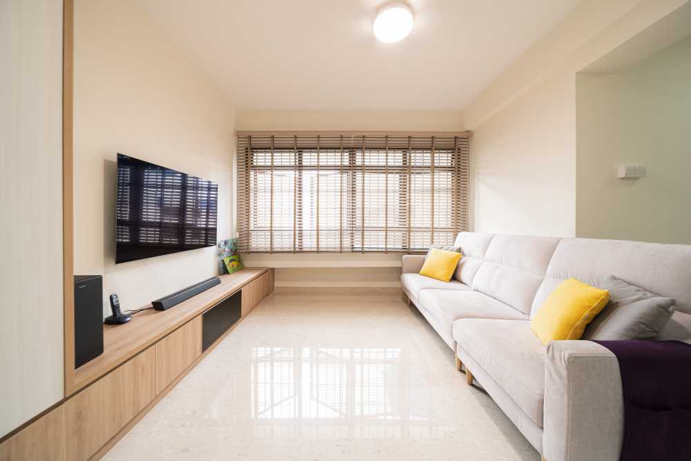 Modern Living Room with Settee and Homogeneous Tiles