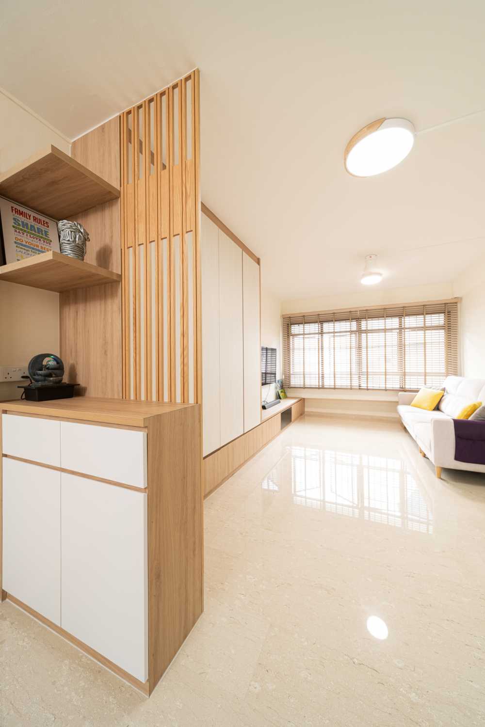Modern Entryway with Seating Bench and Shoe Rack