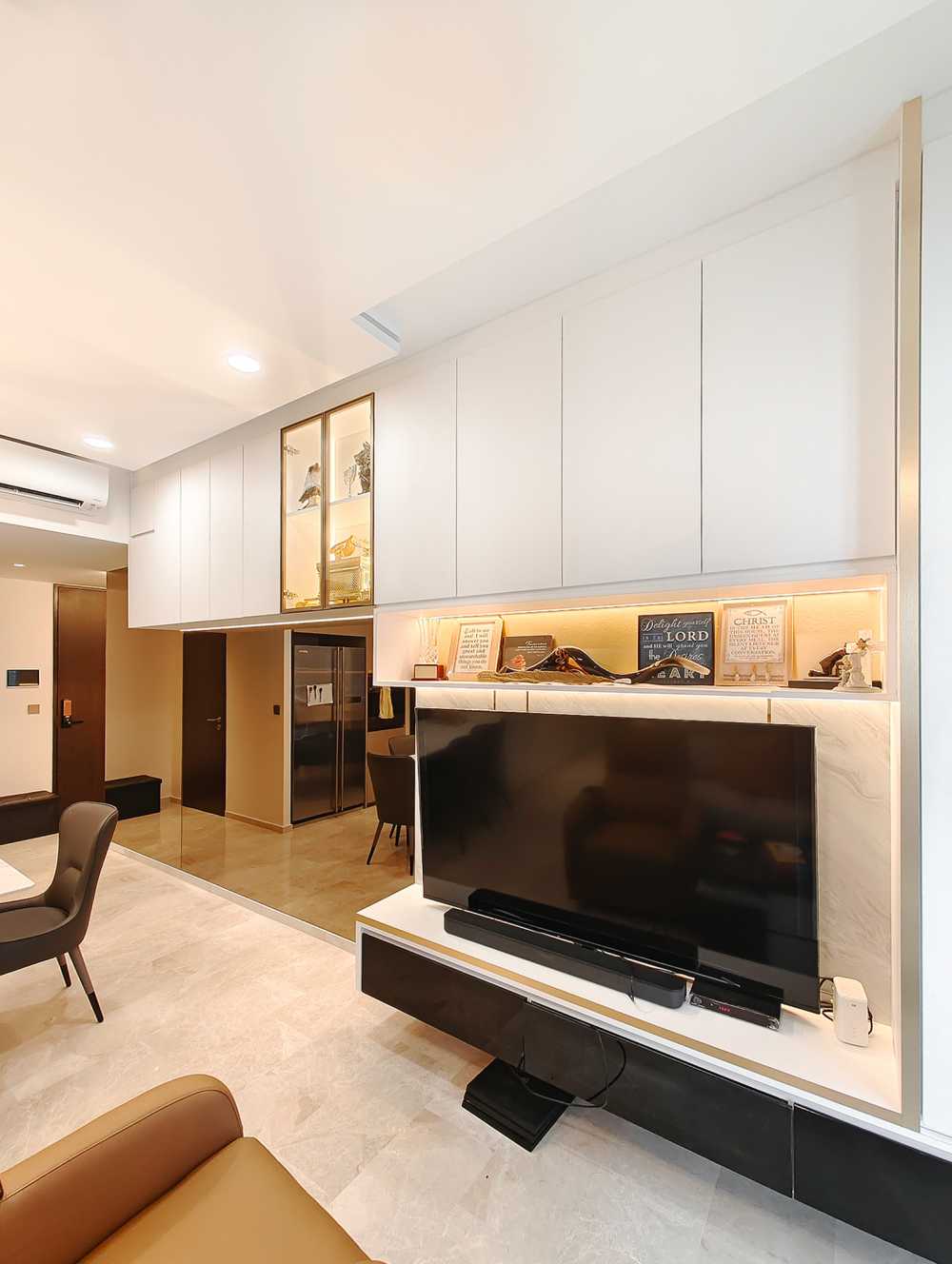 Scandinavian Living Room with TV Console and Panelling