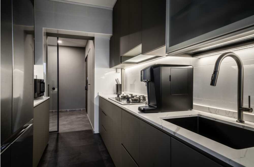 Modern Kitchen with Cupboard and Bathroom Sinks