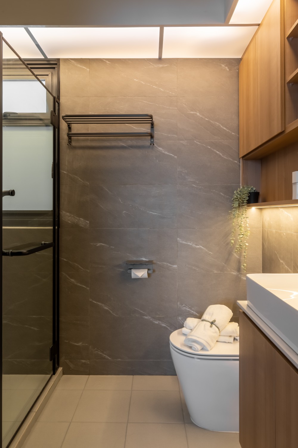 Scandinavian Bathroom with Mirror and Shower Screen