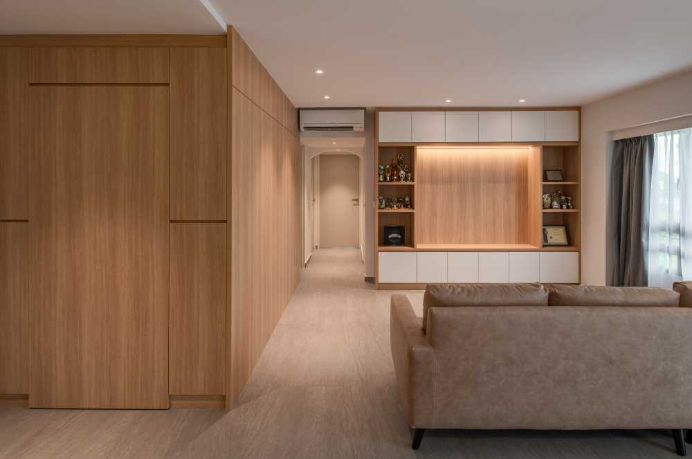 Minimalist Living Room with Bookshelf and TV Console