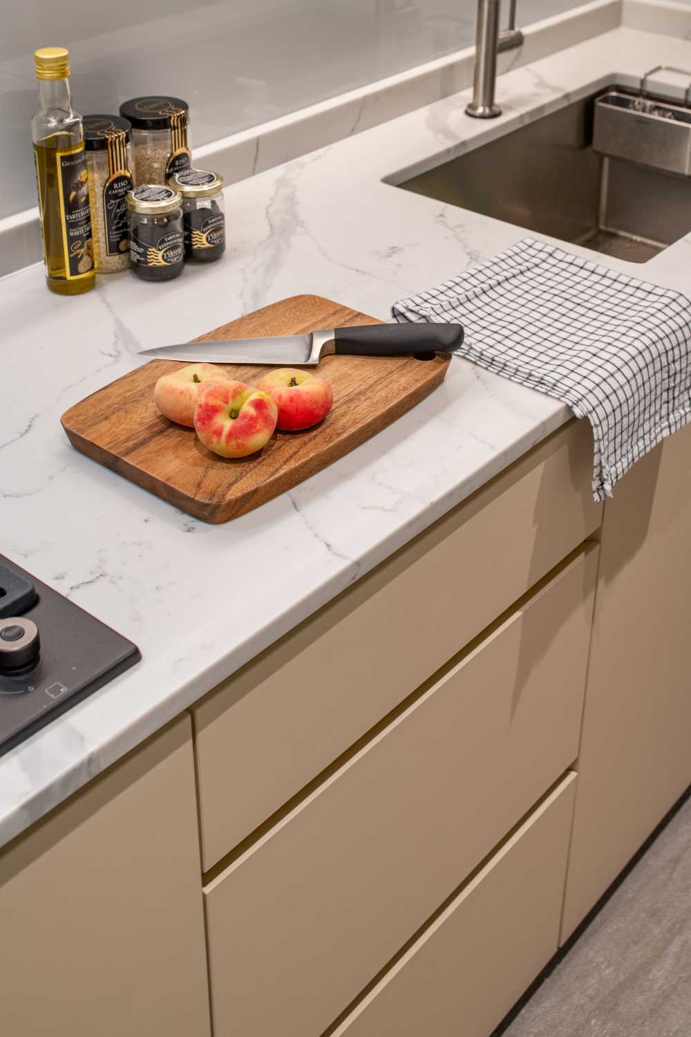 Minimalist Kitchen with Countertop and Kitchen Window