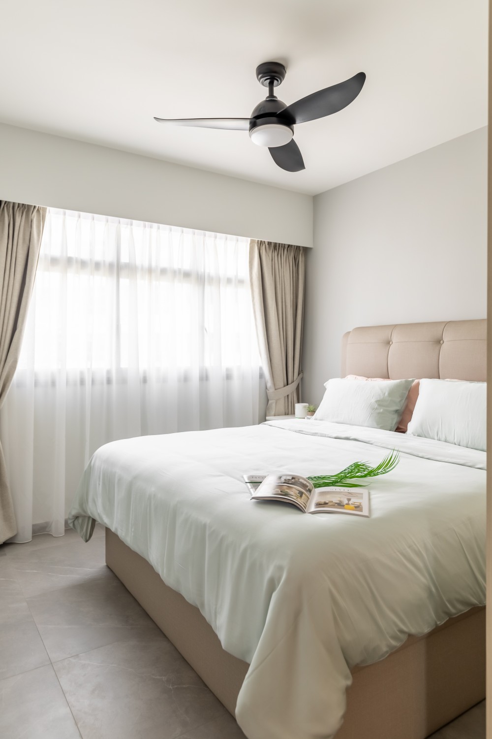 Contemporary Bedroom with Ceiling Light and Ceiling Fan