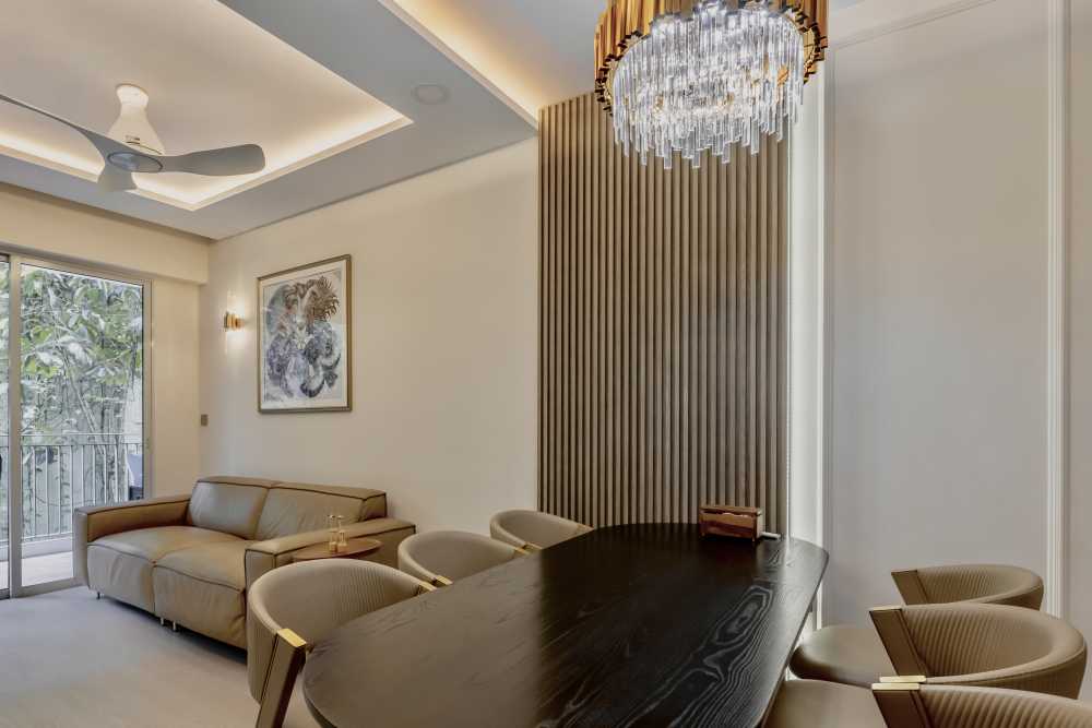 Modern Living Room with Ceiling Light and Chandelier