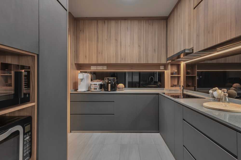Scandinavian Kitchen with Countertop and Cupboard