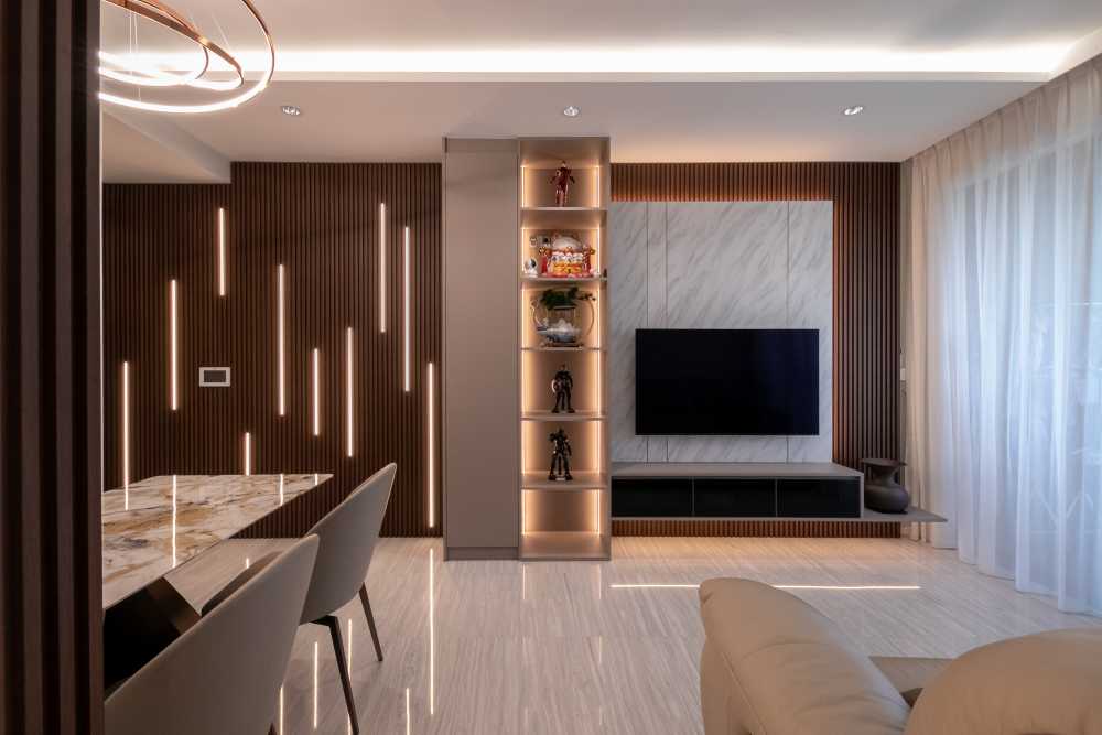 Modern Living Room with TV Console and Sofa