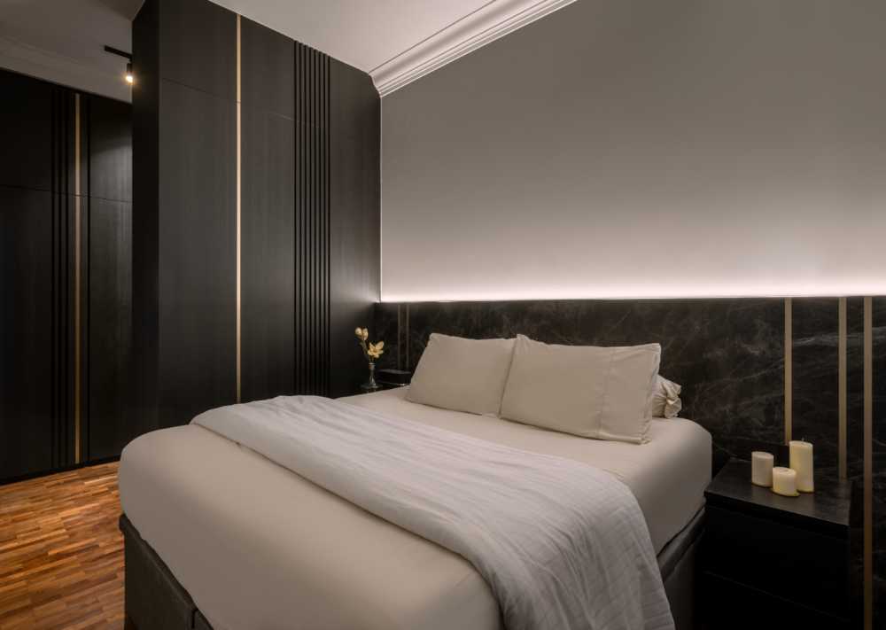 Modern Bedroom with Storage Cabinets and Flooring