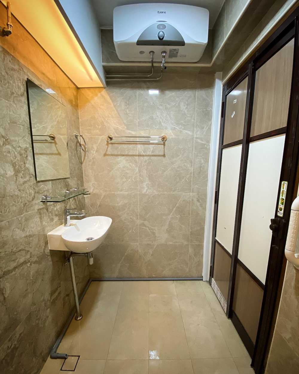 Contemporary Bathroom with Mirror and Bathroom Mirrors