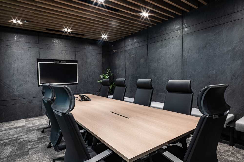 Modern Office with TV and Desk