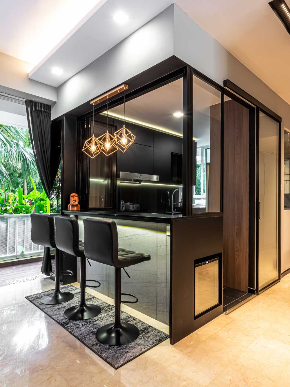 Modern Kitchen with Feature Wall and Kitchen Window