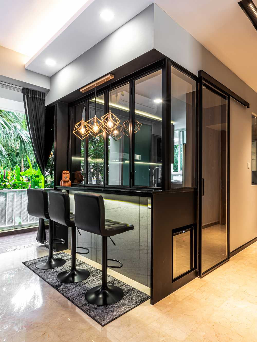 Modern Kitchen with Kitchen Window and Curtain